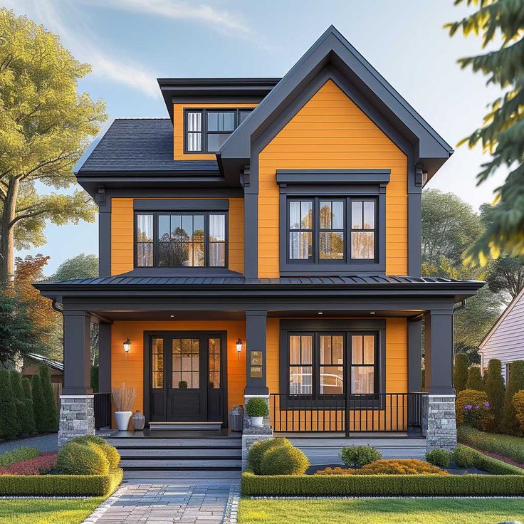 17+ Saffron and Slate House Paint Color Ideas for Inviting Home Exteriors • 333+ Art Images